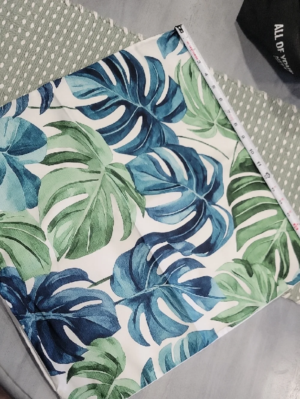 Tropical Monstera Leaf Pillow Cover - Blue & Green